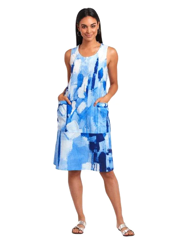 Sleeveless Dress With PearlsClaire Desjardins Blues Sleeveless Pockets Dress