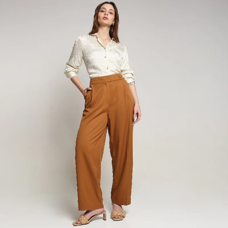 women's summer pantsRegular Fit Solid Mid Rise Trousers