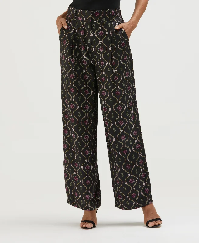 women's linen pantsTrellis Print High Rise Wide Leg Pant