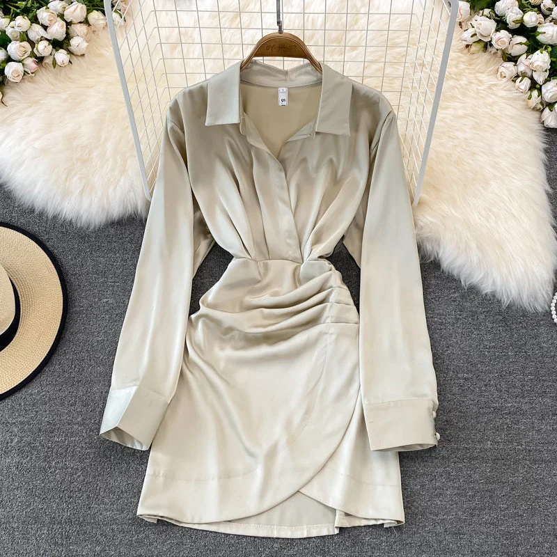 Fabulous Long Sleeves DressFashionable Irregular Shirt Long Sleeve Dress  10828