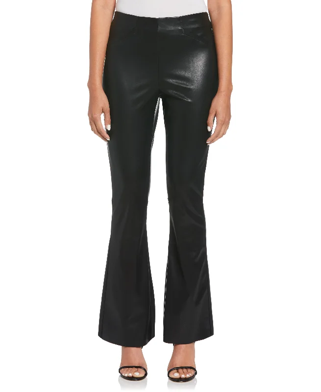 women's mid-rise pantsVegan Leather High Waist Bootcut Pant