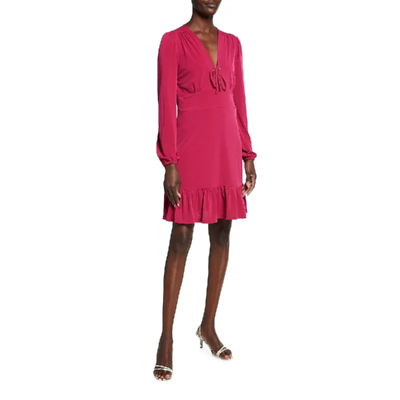 Fashionable Long Sleeves Cocktail DressMichael Kors Women's Long Sleeve Lace up Dress Pink Size Small