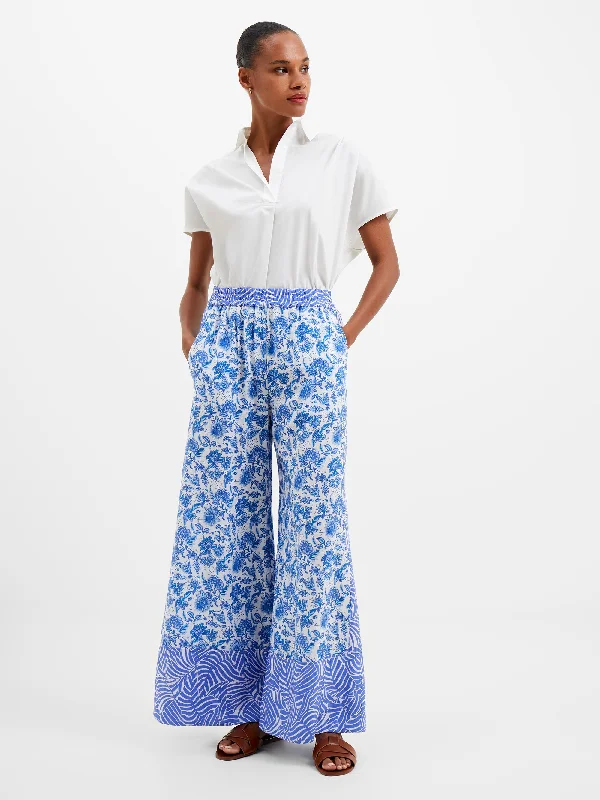 women's low-rise pantsCosette Border Print Wide Leg Trousers