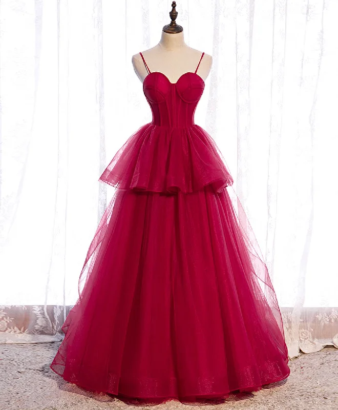 sleeveless prom dressesRed Long Prom Dresses, Sweetheart Neck Red Formal Gown