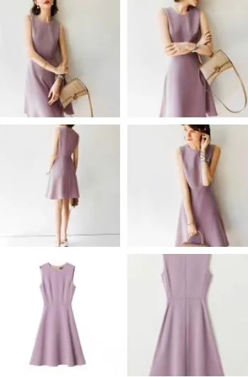 Sleeveless Dress FlaredSleeveless Purple Skater Dress