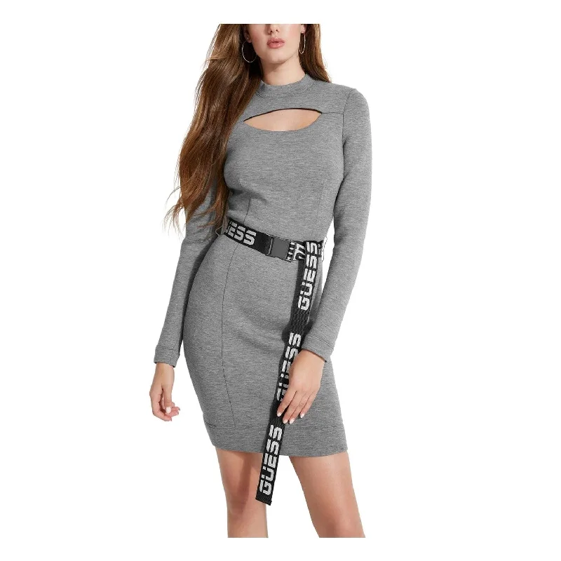 Fabulous Lace Long Sleeves DressGuess Women's Long Sleeve Keyhole Short Sheath Dress Gray Size X-Small