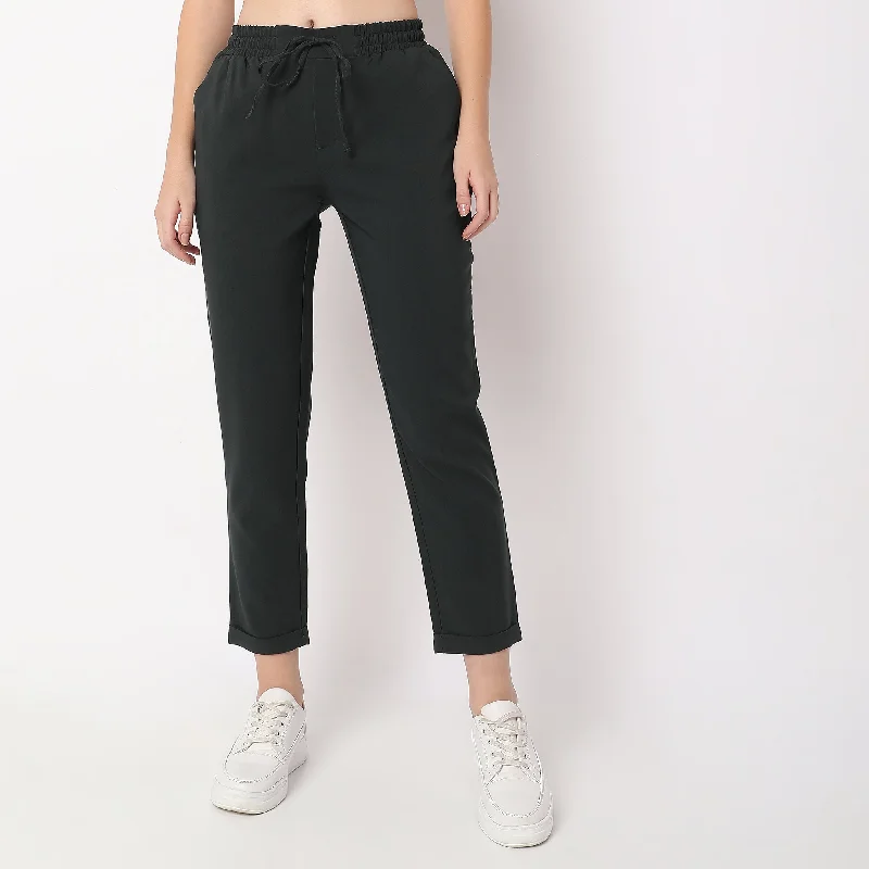 women's luxury pantsRegular Fit Solid High Rise Trousers