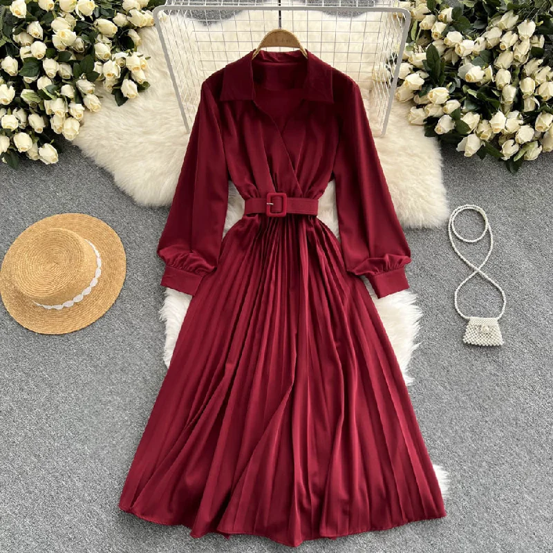 Formal Long Sleeves Sheath DressSimple V Neck Long Sleeve Dress A Line Fashion Dress  10946