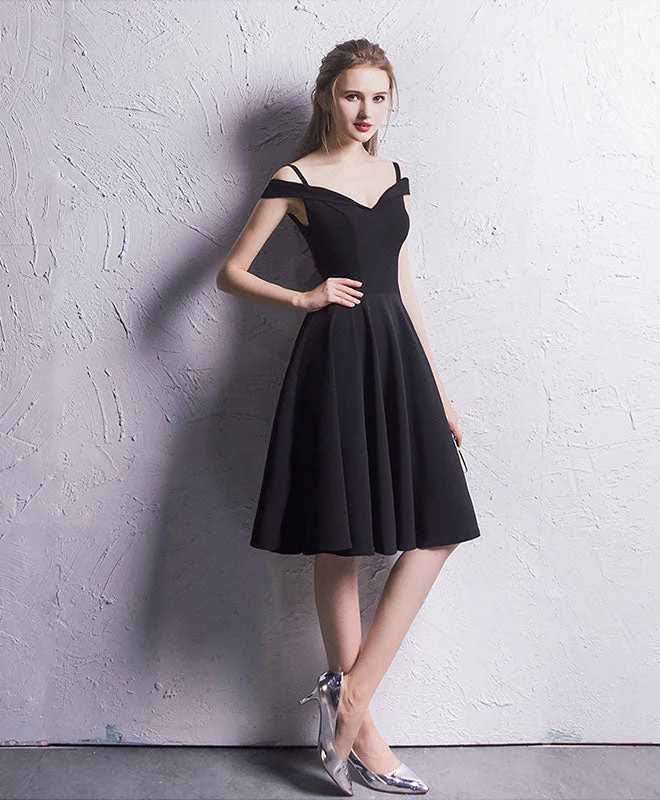 chiffon prom dressesSimple Black Chiffon Short Prom Dress, Homecoming Dress