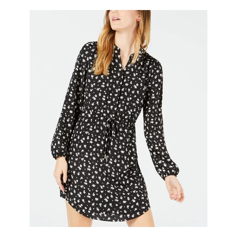 Fabulous Long Sleeves Party DressMaison Jules Women's Floral Long Sleeve V Neck Short Shift Dress Black Size XX-Small