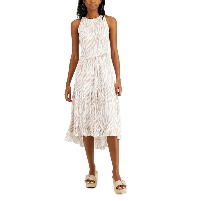 Sleeveless Dress MinimalistWillow Drive Women's Tiered High Low Sleeveless Dress White Size L