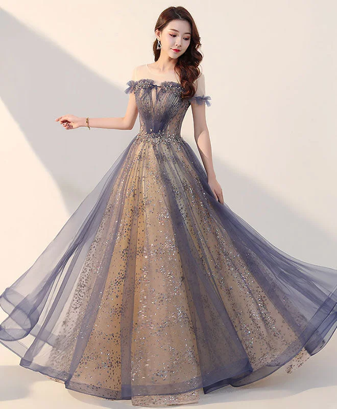 empire waist prom dressesElegant Tulle Long Prom Dress, Tulle Formal Dress