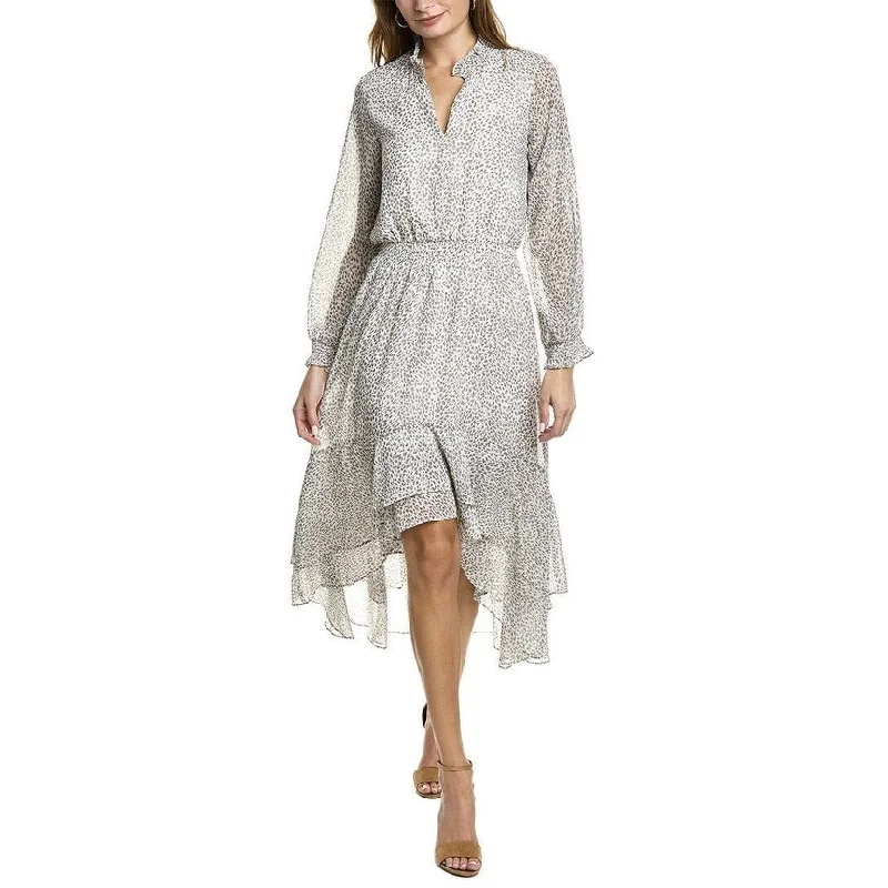 Flexible Long Sleeves Tunic Dress1.STATE Women's Serene Animal Print Long Sleeve High Low Dress White Size Medium