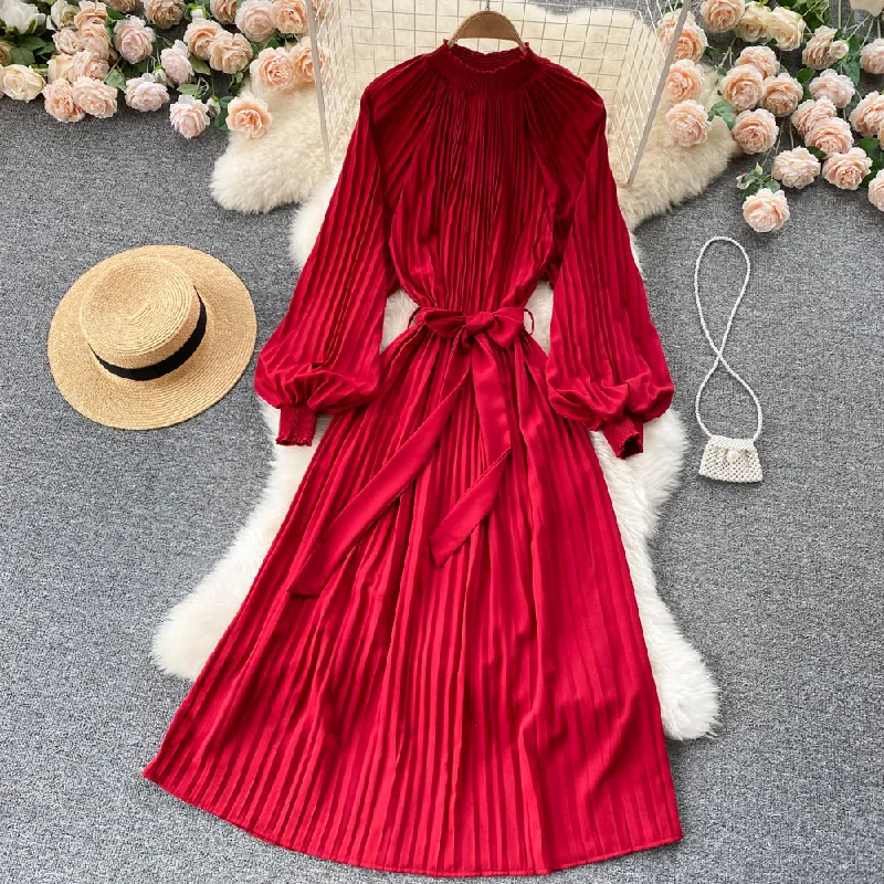 Formal Long Sleeves DressSimple Chiffon Long Sleeve Dress A Line Fashion Dress  10845