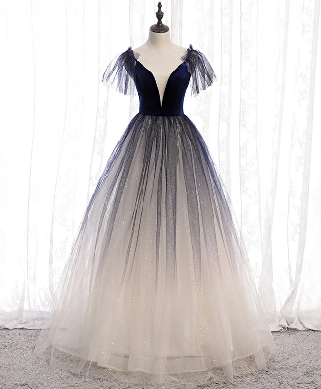 lace-up prom dressesBlue Tulle Long Prom Dress Blue Tulle Formal Dress