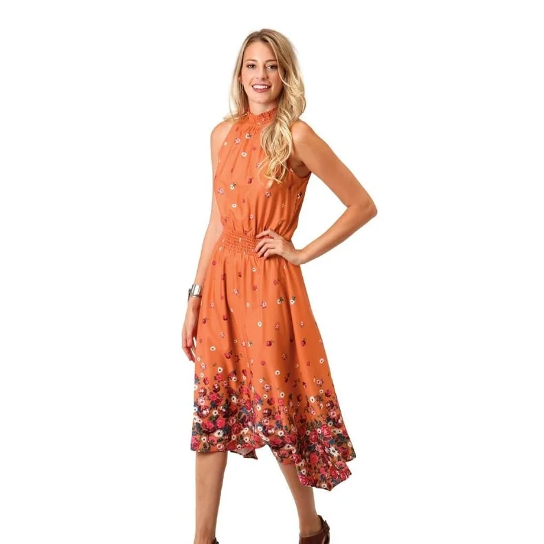 Sleeveless Dress With FlowersRoper Western Dress Womens Sleeveless Orange 03-057-0590-5011 OR