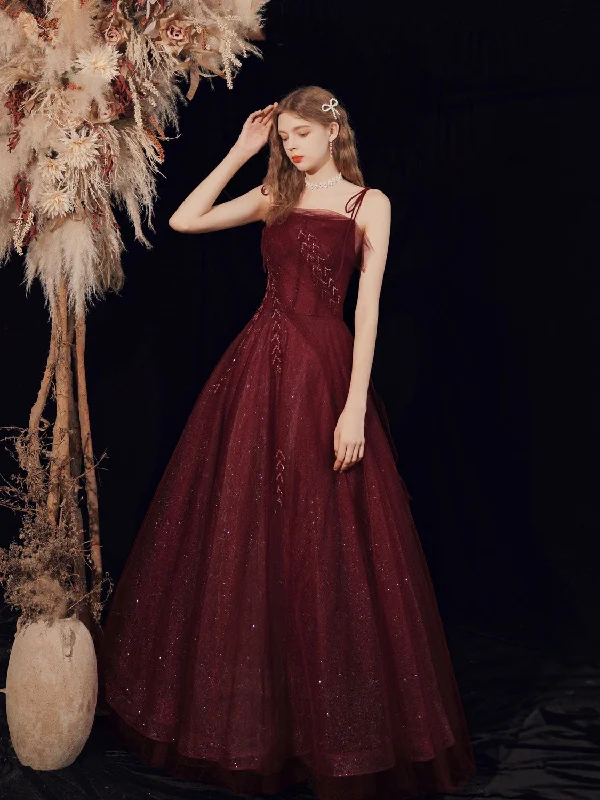 prom dress cleaningBurgundy Tulle Sequin Long Prom Dress Burgundy Tulle Formal Dress