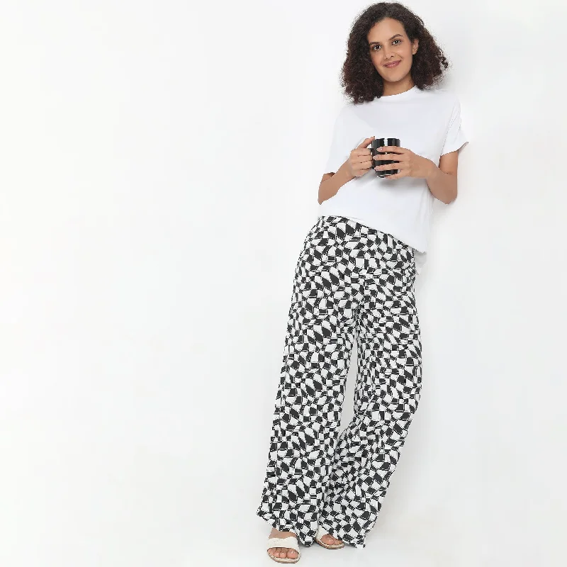 women's denim pantsFlare Fit Printed Mid Rise Palazzos