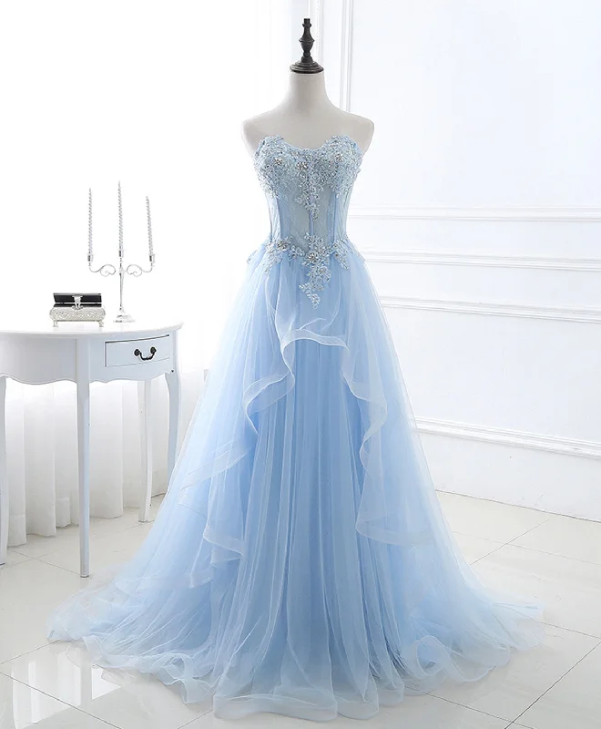 ball gown prom dressesBlue Long Prom Dresses, Aline Sweetheart Neck Blue Formal Graduation Dresses