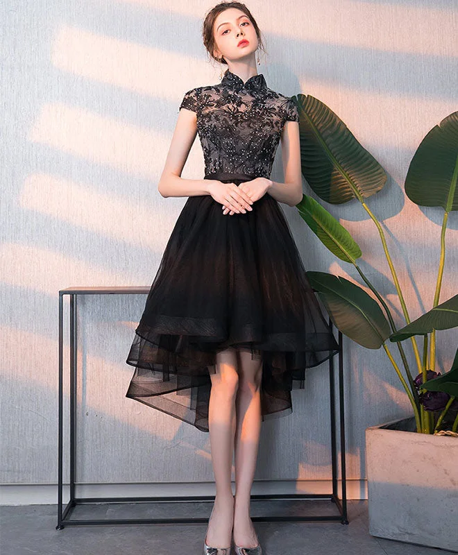 prom dress color trendsBlack Tulle Lace Short Prom Dress, Black Homecoming Dress