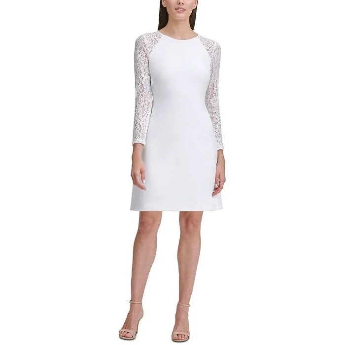 Fresh Long Sleeves DressTommy Hilfiger Women's Long Sleeve Above the Knee Shift Dress White Size 10