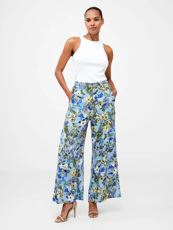 women's mid-rise pantsFloral Print Wide Leg Trousers