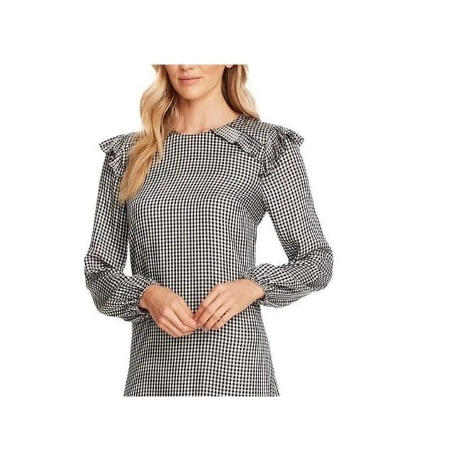 Flirty Floral Long Sleeves DressCece Women's Gingham Pleat Long Sleeve Dress White Size X-Small