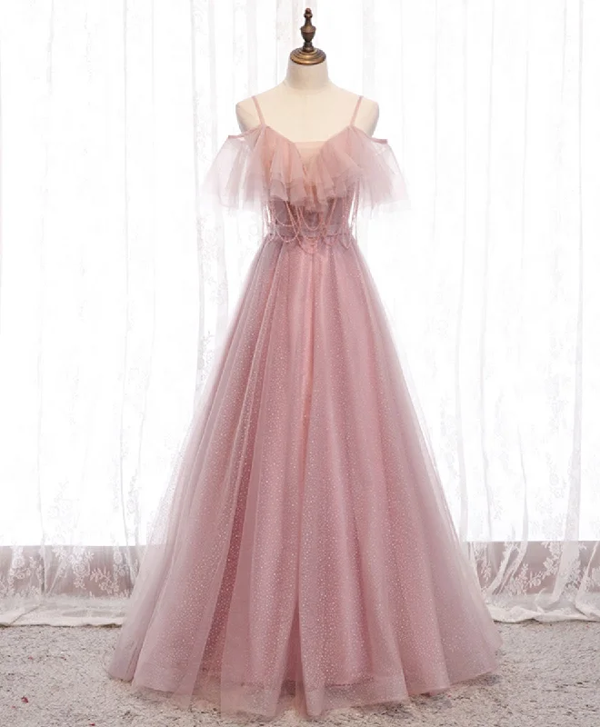 satin prom dressesPink Sweetheart Tulle Long Prom Dress Pink Tulle Formal Dress