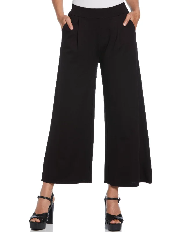 women's polyester pantsPonte Knit Pull-On Crop Pant