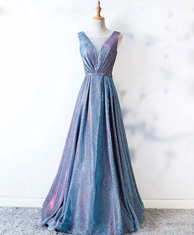 halter prom dressesUnique Blue Sequin Long Prom Dress Blue Formal Dress