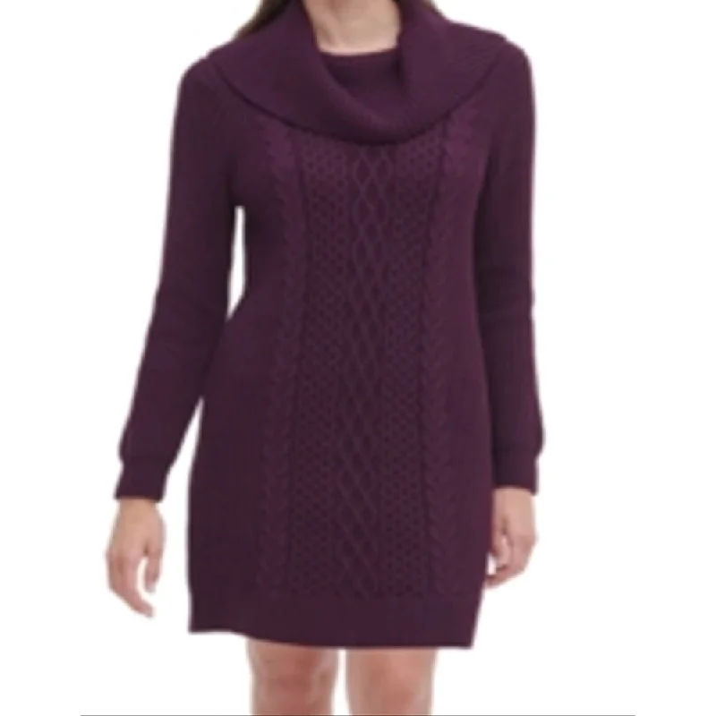 Formal Long Sleeves Bodycon Midi DressTommy Hilfiger Women's Geometric Long Sleeve Cowl Neck Knee Length Shift Dress Purple Size Large