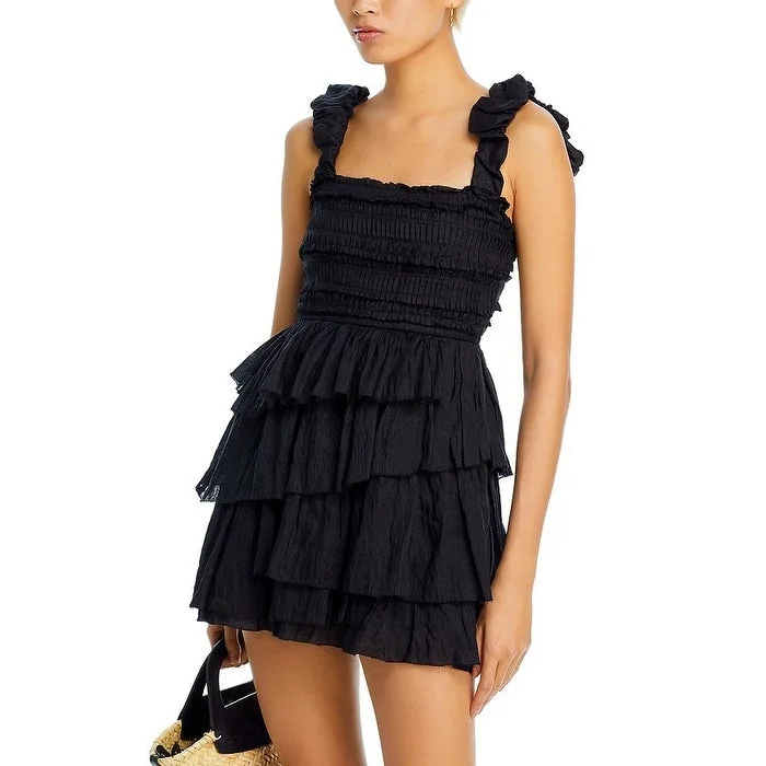 Sleeveless Dress With BeadsSea Ny Cole Smocked Ramie Sleeveless Tiered Dress, Black