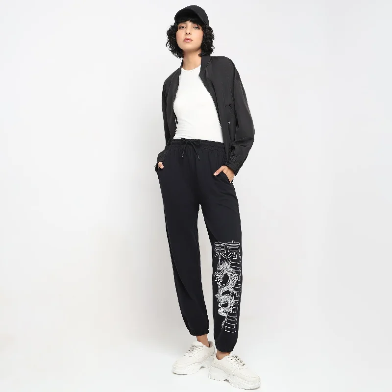 women's chic pantsRelaxed Fit Printed Mid Rise Joggers