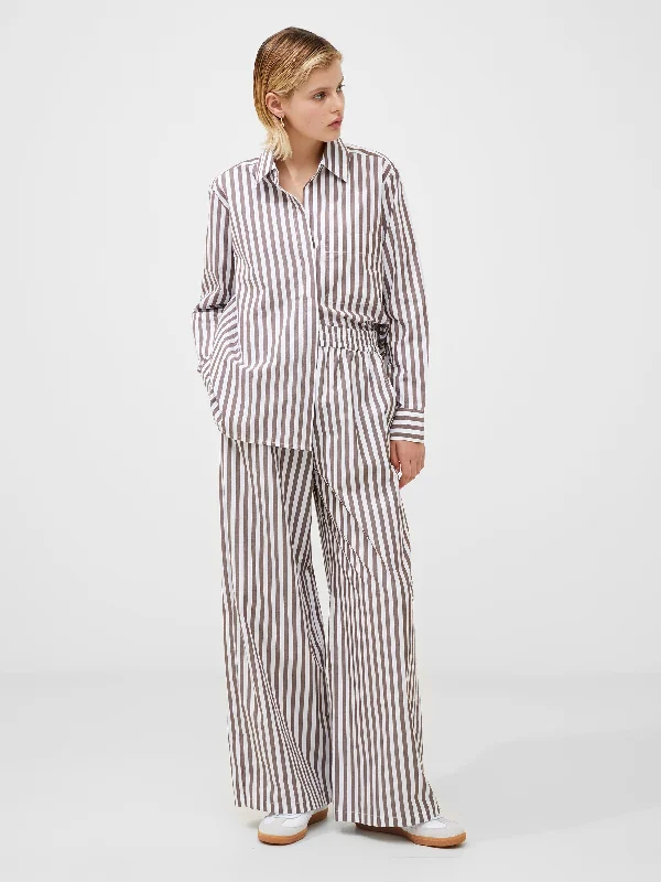 women's chiffon pantsStripe Poplin Palazzo Trousers