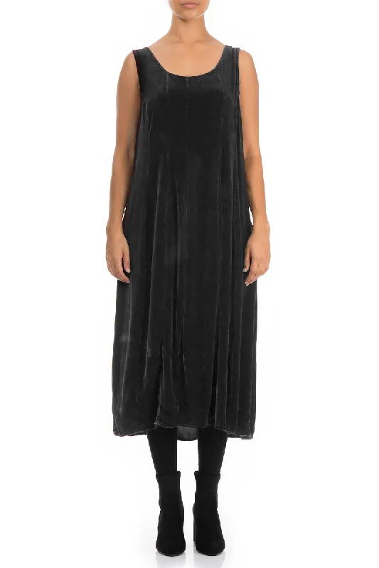 Sleeveless Dress With Button-Up BackSleeveless Iron Silk Velvet Dress