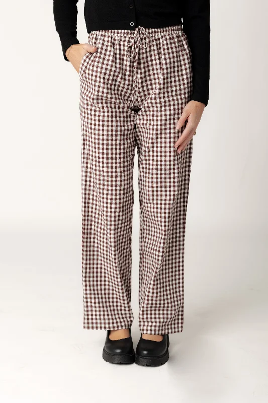 women's button-fly pantsPreppy Poplin Gingham Pants -Fall