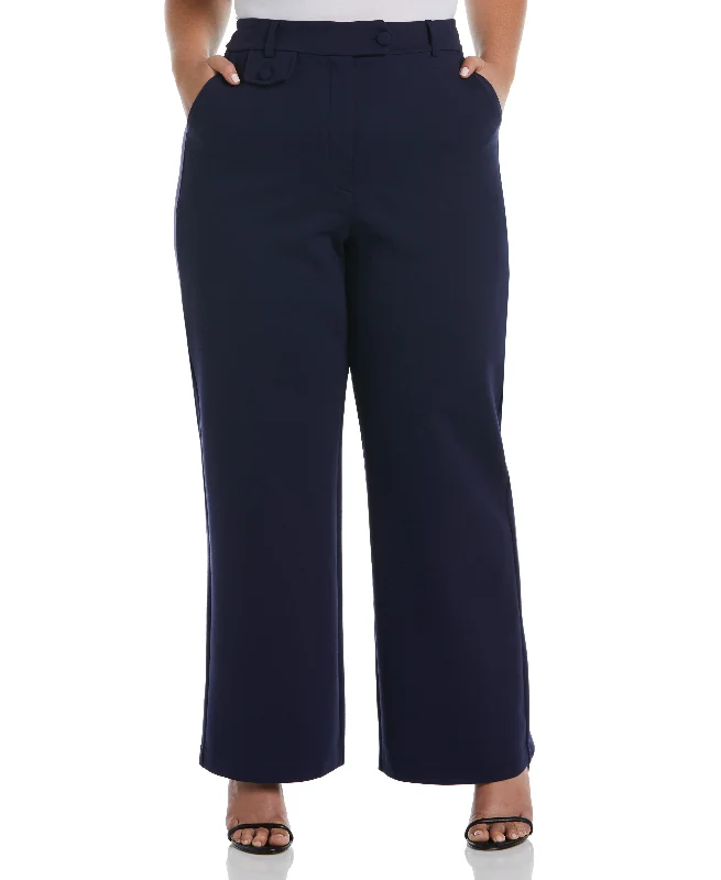 women's button-fly pantsPlus Size Wide Leg Ponte Trouser