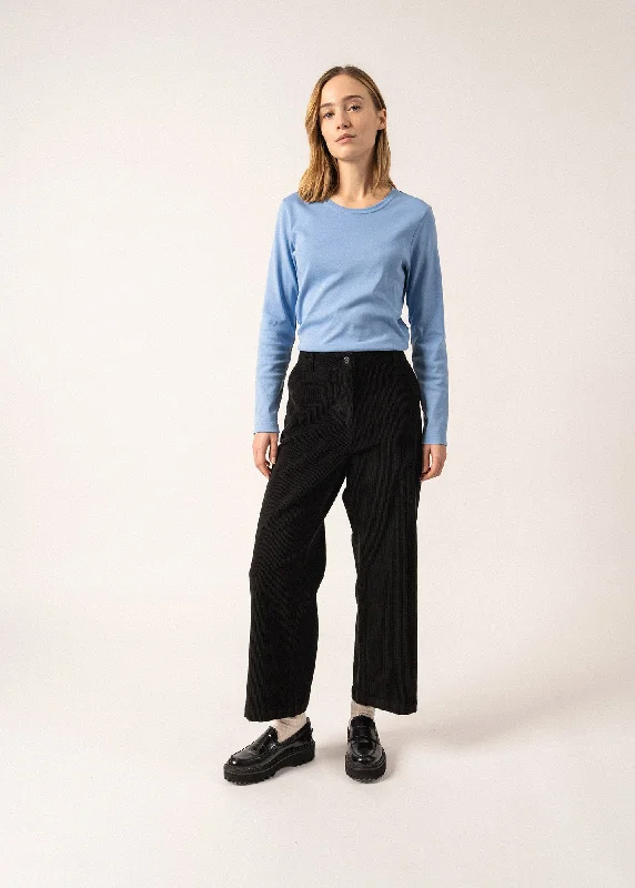 women's cropped pantsTess Velvet Trousers - straight cut (NOIR)