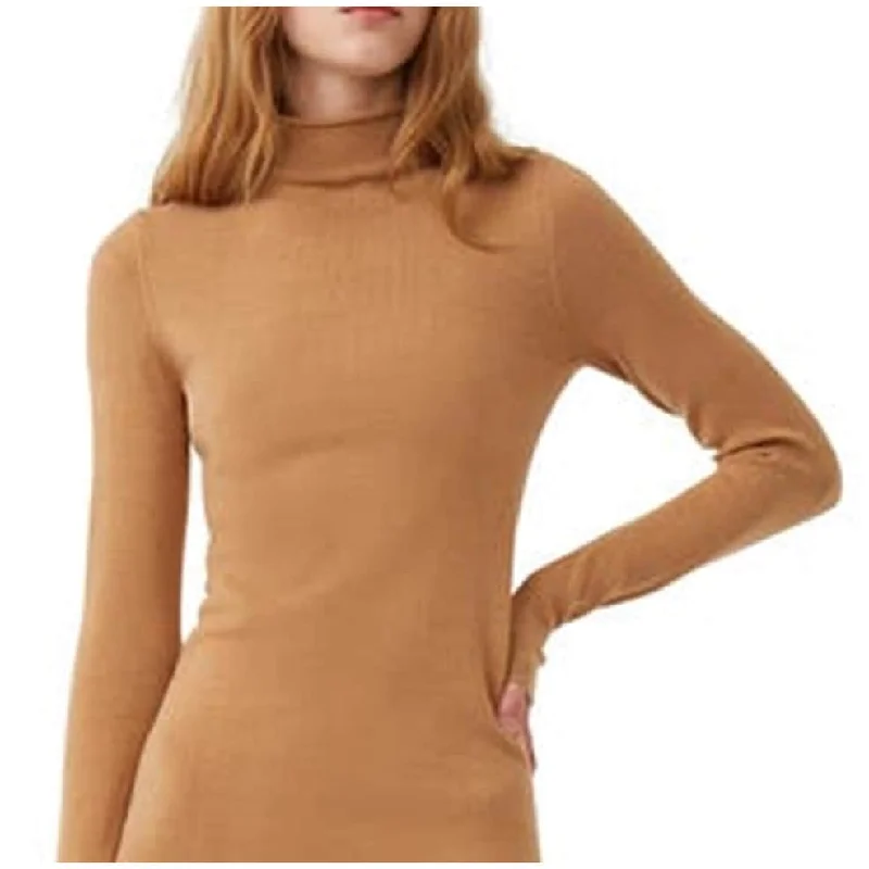 Formal Occasion Long Sleeves DressFrench Connection Women's Babysoft Long Sleeve Mock Neck Knit Dress Brown Size Medium