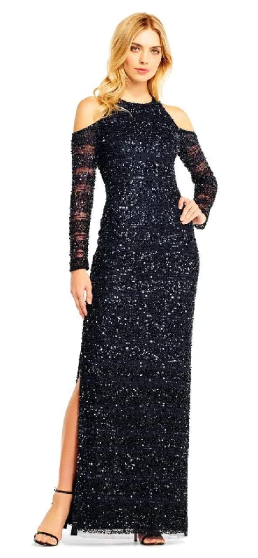 Formal Dress for DebutantesAidan Mattox - MD1E201685 Cold Shoulder Sleeves Sequined Gown