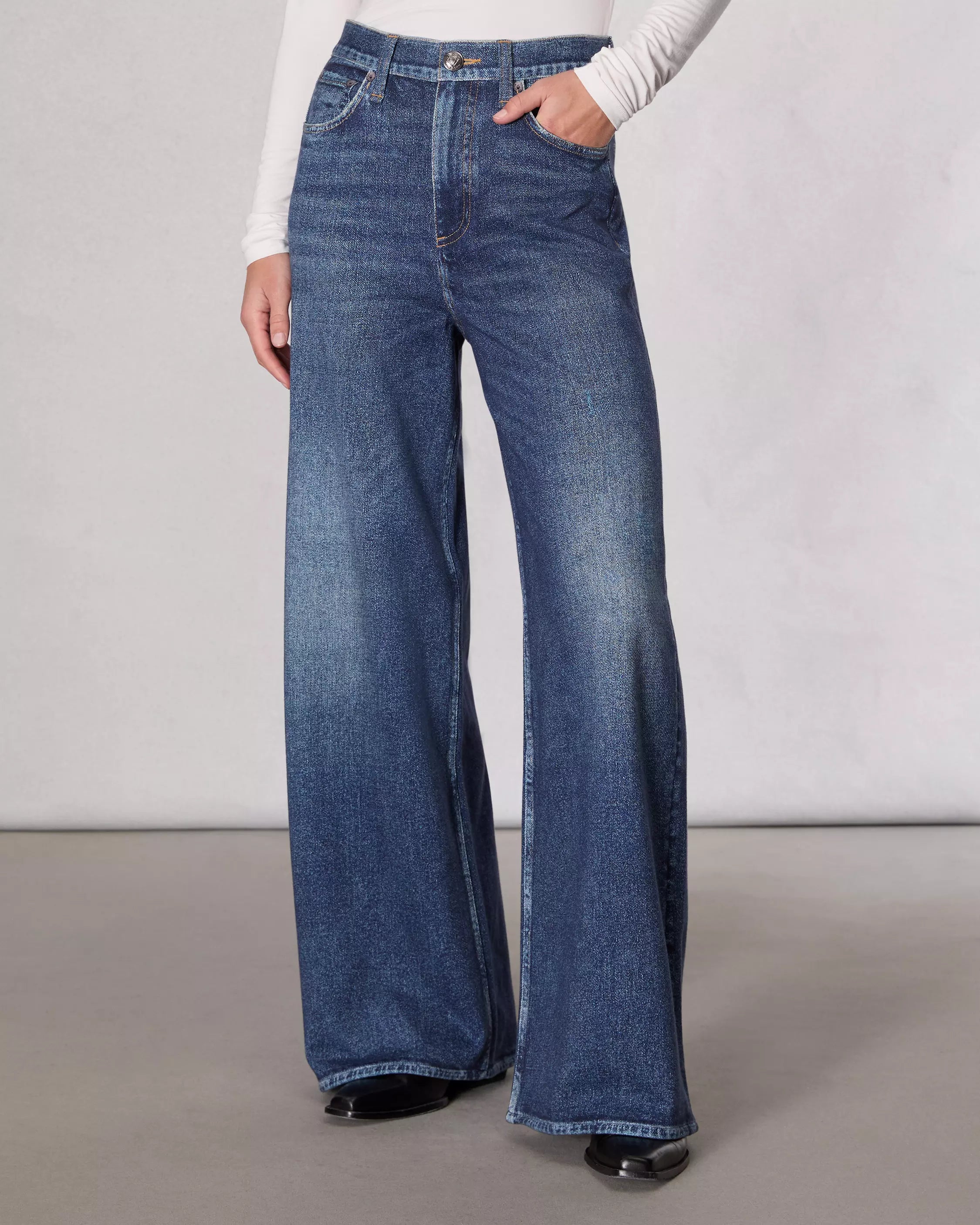 women's denim jeans for autumnR&B Miramar Sofie HR Ankle Wide Leg in Grove