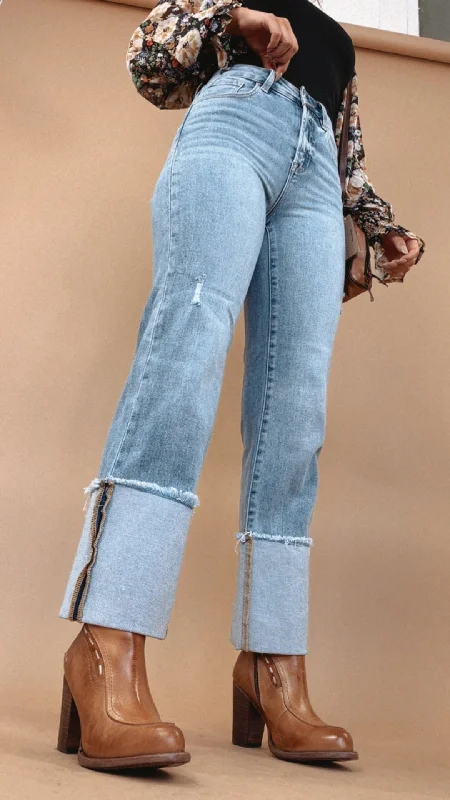 women's denim jeans with pocketsWeston Wide Leg Denim Jeans, Medium RISEN