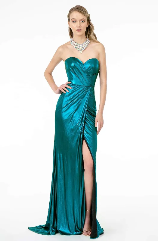 Formal Dress for Golden GlobesElizabeth K - GL2894 Strapless Sweetheart High Slit Fitted Satin Gown