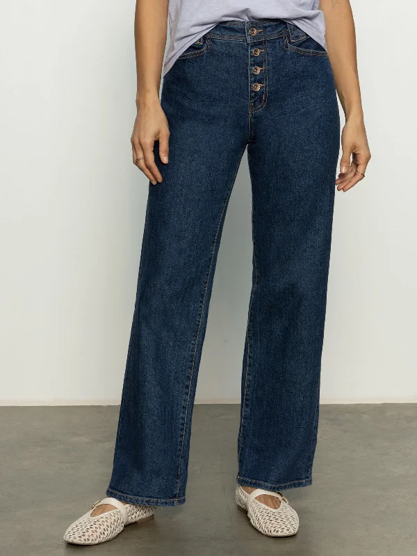 women's denim jeans with embroideryLuna Cuffed Standard Rise Jeans Solstice