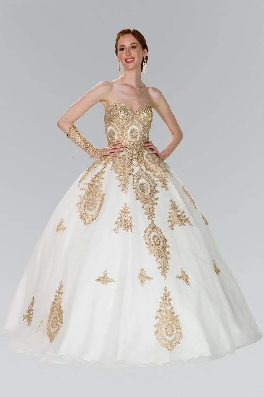 Formal Dress for GraduationsElizabeth K - GL2379 Strapless Sweetheart Gilt Lace Ballgown