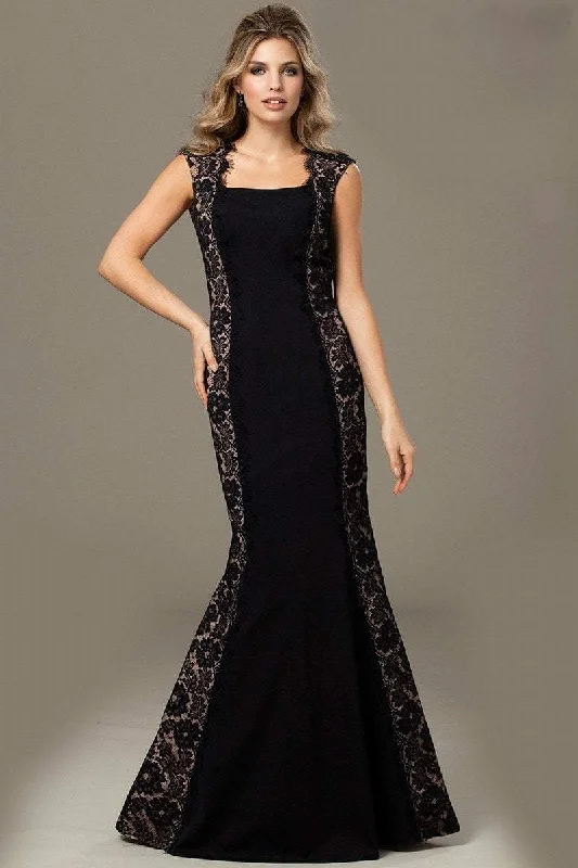 Women's Formal Dress OptionsJovani - 98174SC Cap Sleeves Mermaid Long Gown - 1 Pc Black/Nude in Size 20 Available