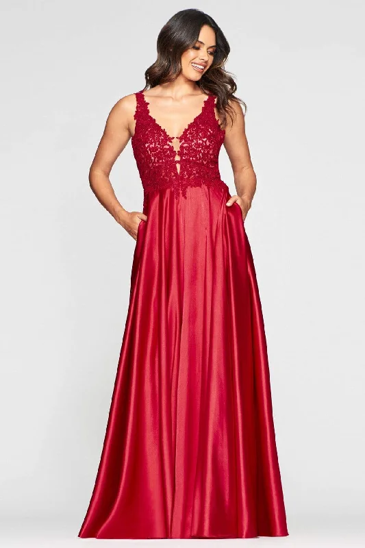 Custom Formal Dress TailorsFaviana - 10407 Sleeveless Lace Bodice Flowy Satin Gown