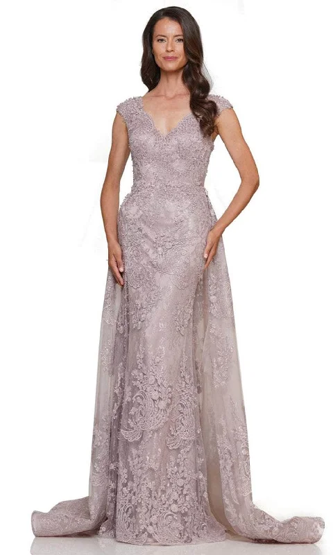 Formal Dress for Art GalleriesMarsoni by Colors MV1278 - Embroidered V-Neck Long Gown