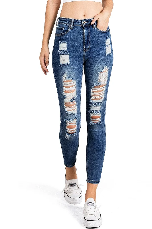 women's denim jeans for casual wearHalo Ripped Skinny Jeans