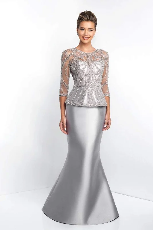 Formal Dress for Destination WeddingsBlush - S2000 Quarter-Length Sleeves Mikado Mermaid Gown